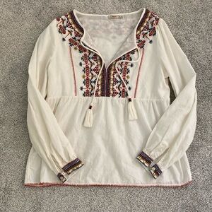 Faherty linen embroidered top